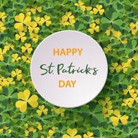 Saint Patrick's Day Vertical Border with Green and Gold, Four and Tree Leaf Clovers on Vector illustration. Party Invitation Design, Place for text. Lucky and success symbols