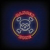 Danger Zone Neon Signs Style Text Vector