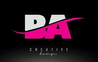 BA B A White and Pink Letter Logo with Swoosh. vector