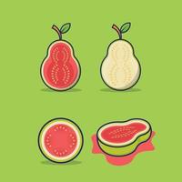 conjunto de rebanada guayaba icono dibujos animados vector ilustración objeto aislado