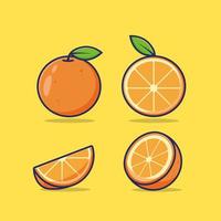 conjunto de rebanada naranja icono dibujos animados vector ilustración objeto aislado
