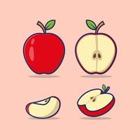 set of slice apple icon cartoon vector illustration isolated object