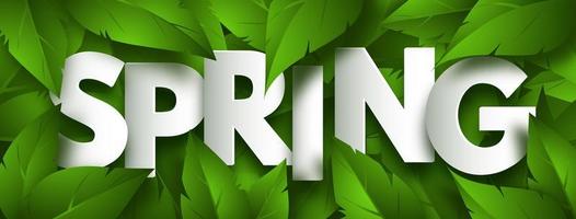 Spring concept banner with lush green foliage. Vector Illustration