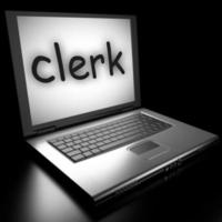 clerk word on laptop photo