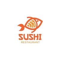 sushi fish salmon logo illustration on white background vector