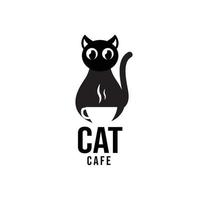 cat cafe logo illustration on white background vector