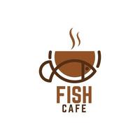 pescado café logo vector ilustración sobre fondo blanco