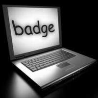 badge word on laptop