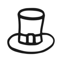 icono de sombrero vectorial en estilo dibujado a mano. esquema símbolo aislado. ilustración sobre fondo blanco. diseño para imprimir y colorear libros. pictograma de ropa de dibujos animados para el juego. sombrero de garabato vector