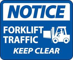 Notice Forklift Traffic Keep Clear Sign On White Background vector