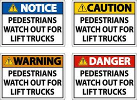 Pedestrians Watch For Lift Trucks Sign On White Background vector