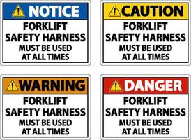 Forklift Safety Harness Sign On White Background vector