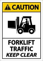 Caution Forklift Traffic Keep Clear Sign On White Background vector