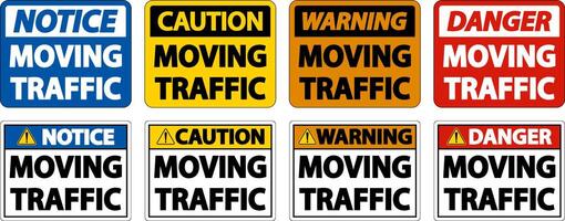 Caution Moving Traffic Sign On White Background vector