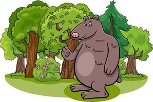 cartoon bear wild animal character and the forest vector