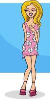 cartoon pretty girl or young woman character vector