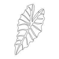 una línea continua de hojas, arte de dibujo de una sola línea, hojas tropicales, hoja botánica aislada, diseño de arte simple, línea abstracta, vector