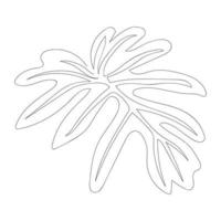 Monstera leaves drawing one line. Continuous line style. Abstract minimal vector pattern