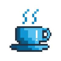 Vector illustration of pixel coffe cup icon