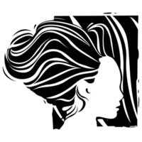Black and white woman vector abstract illustration