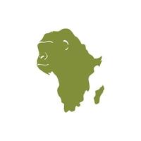 silueta de mono con mapa africano fusionado vector