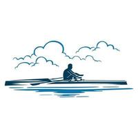 Vector logo illustration of a rower in the sea