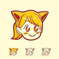 ilustración de icono de vector de chica kawaii