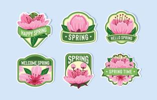 Spring Cherry Blossom Label vector