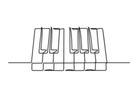 Continuous one line drawing of a piano keyboard vector