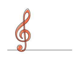 Continuous one line drawing of a treble clef vector