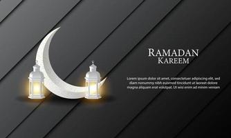 Vector graphic of Ramadan Kareem with Crescent Moon and Lantern. Fit for greeting card, wallpaper and other.