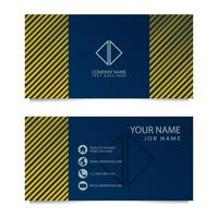 Luxury Business Card with Gold Stripes and Blue Background. Vector illustration