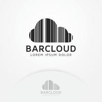 diseño de logotipo de nube de código de barras vector