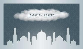 Vector graphic of Ramadan Kareem with Silhouette of Mosque. Fit for greeting card, wallpaper and other ramadan background.