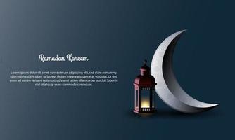 Vector graphic of Ramadan Kareem with Moon and Lantern. Fit for greeting card, wallpaper and other.