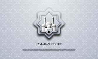 Vector graphic of Ramadan Kareem with White Mosque. Fit for greeting card, wallpaper and other ramadan background.