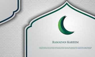 Vector graphic of Ramadan Kareem with Green Moon and White Background. Fit for greeting card, wallpaper and other.