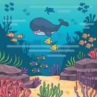 Beautiful Deep Ocean Ecosystem Concept vector