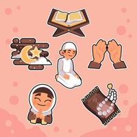 Activity of Ramadan Sticker Pack vector
