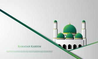 Vector graphic of Ramadan Kareem with Mosque and White Background. Fit for greeting card, wallpaper and other.