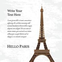 Vector Illustration of Eiffel Tower in Paris City on Grunge Background