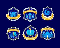 Elegant Ramadan Stickers Element With Flat Effect vector