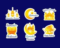 Elegant Ramadan Stickers Element With Gradient Effect vector