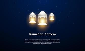 Vector graphic of Ramadan Kareem with White Lantern. Fit for greeting card, wallpaper and other.