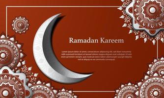 Vector graphic of Ramadan Kareem with White Moon and Red Background. Fit for greeting card, wallpaper and other.