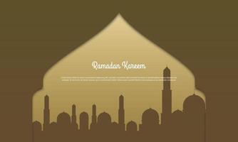 Vector graphic of Ramadan Kareem with Islamic City Silhouette Background. Fit for greeting card, wallpaper and other Ramadan background.