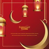 Ramadan Kareem Background with gold lantern. vector