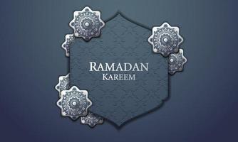 Vector graphic of Ramadan Kareem with White Lantern. Fit for greeting card, wallpaper and other ramadan background.