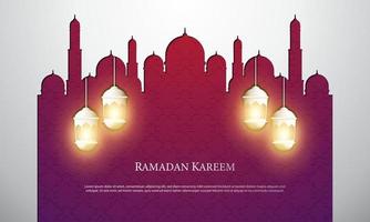 Vector graphic of Ramadan Kareem with White Lantern. Fit for greeting card, wallpaper and other ramadan background.
