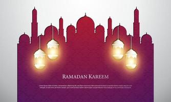 Vector graphic of Ramadan Kareem with White Lantern. Fit for greeting card, wallpaper and other ramadan background.